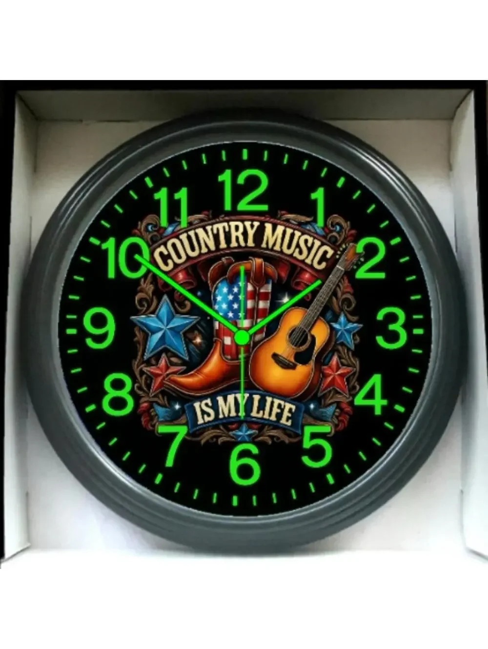 Country Music Is My Life Glow In The Dark Wall Clock New!